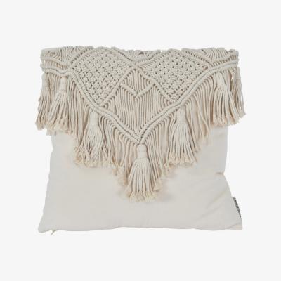 Olivia's Libra Fringed Macrame Cotton Cushion