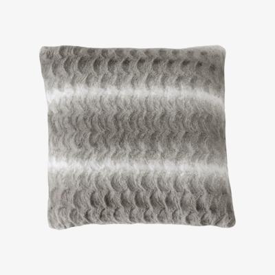 Olivia's Gallery Interiors Stripe Faux Fur Cushion Grey
