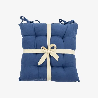 Olivia's Gallery Interiors Pitter Plain Cotton Seatpad Blue | Outlet