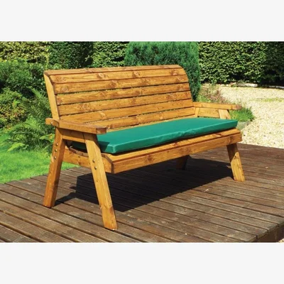 Downtown Charles Taylor 3 Seater Winchester Bench With Cushion and Cover - Green