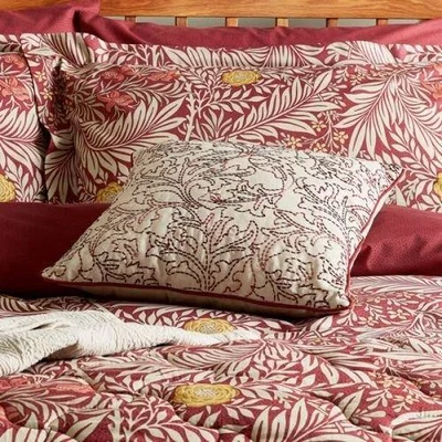 Downtown Morris & Co Morris and Co Larkspur Crimson Cushion, Cotton