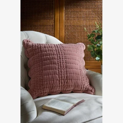 Downtown Laura Ashley Brady Scalloped Cushion - Old Rose