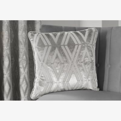 Downtown Curtina Marco Velvet Silver Filled Cushion 17x17-inch, Geometric