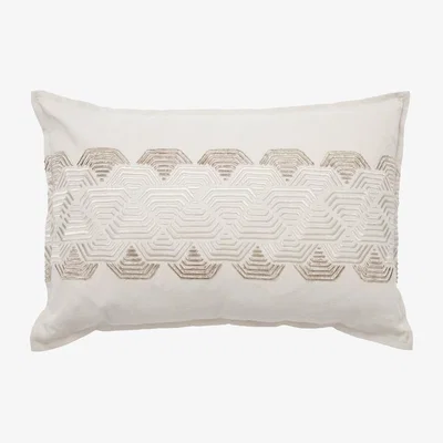 Downtown Helena Springfield Reeves Cushion Champagne, Cotton, Embroidered