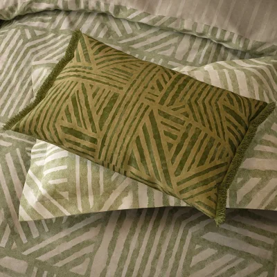 Downtown Harlequin Crater Cushion 60x40cm - Jade