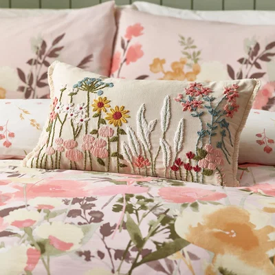 Downtown Catherine Lansfield Countryside Floral Filled Cushion 30x50cm - Natural