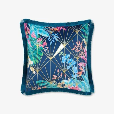 Downtown Hyperion Aloria Botanical Filled Cushion - Navy, Geometric