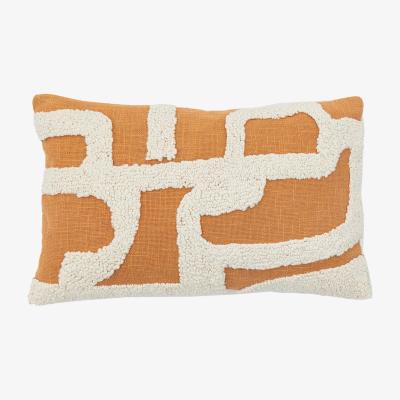 Perch and Parrow Elements Embroidered Cushion in Apricot