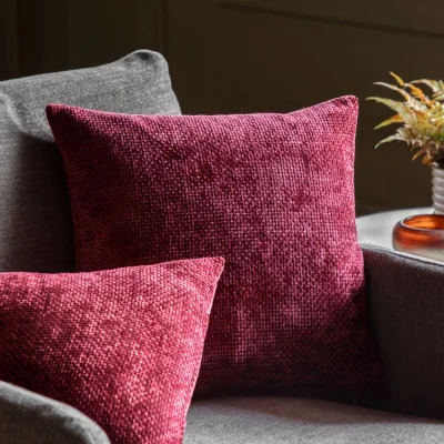Perch and Parrow Velora Chenille Cushion in Merlot, Set of 2