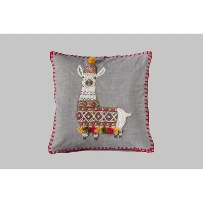 Perch and Parrow Happy Llama Grey Cushion