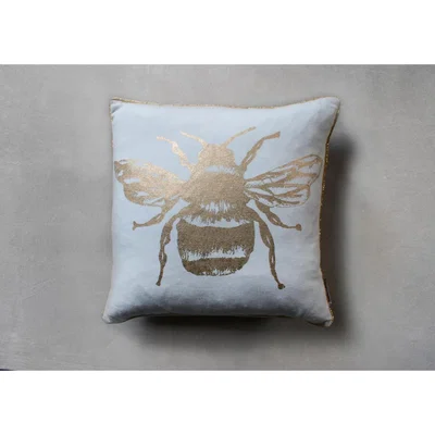 Perch and Parrow Bumble Bee Cushion in Gold & White