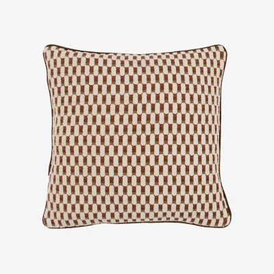 Perch and Parrow Orielle Jacquard Cushion in Rust