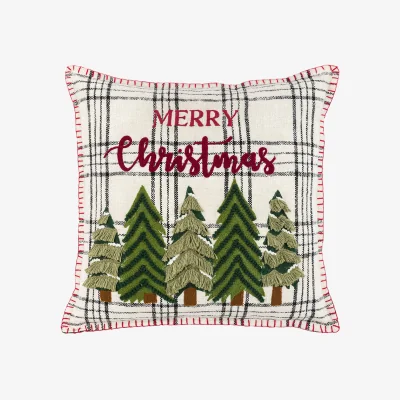Perch and Parrow Timeless Tidings Merry Christmas Trees Cushion