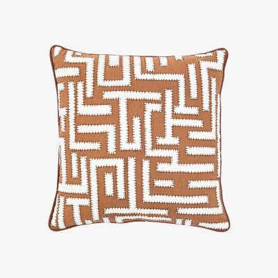 Perch and Parrow Maze Cushion in Apricot and Cream