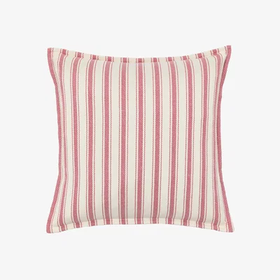 Perch and Parrow Ava Woven Stripe Cushion in Cranberry