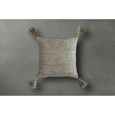Perch and Parrow Dario Tasselled Cushion in Natural Beige