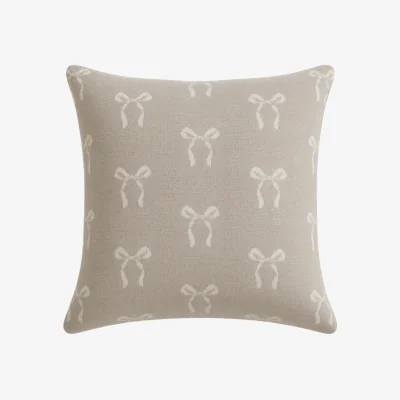 Perch and Parrow Ribbon Chenille Cushion in Cream, Pack of 2