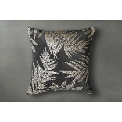 Perch and Parrow Saville Grey Velvet Leaves Cushion