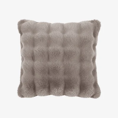 Perch and Parrow Fiora Faux Rabbit Fur Cushion in Mocha, Pack of 2