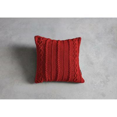 Perch and Parrow Annie Knitted Cushion in Red