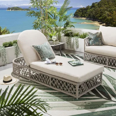 Quatropi Quatropi Modern Garden Cushioned Sun Lounger Premium Outdoor Cream