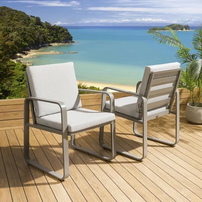 Quatropi ExDisplay Quatropi Set of 4 Grey Aluminium Outdoor Garden Chairs Silver Cushions