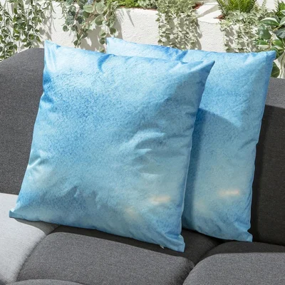 Quatropi Set of 2 Luxury Blue Wash Outdoor Garden Cushions 45cm