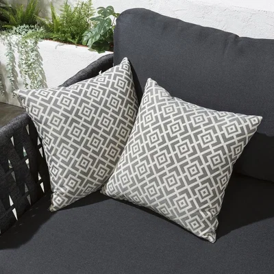 Quatropi 2 Pack Set Large Luxury Outdoor Scatter Cushions Geometic Cream