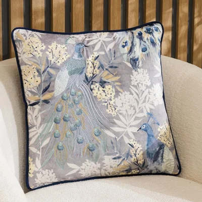 Quatropi Pippa Peacock Velvet Scatter Cushion 45cm