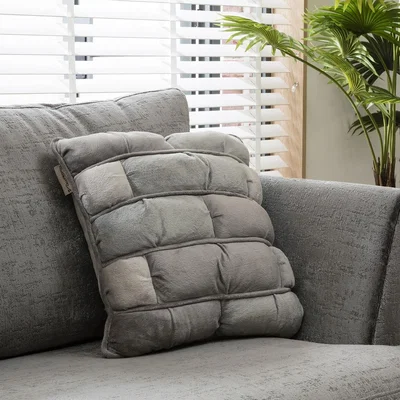 Quatropi Quatropi Square Cushion 45cm Grey Chamois - Stragger Design, Jumbo Piping