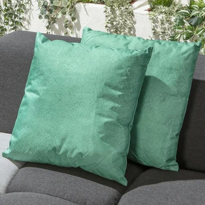 Quatropi Set of 2 Luxury Green Wash Outdoor Garden Cushions 45cm