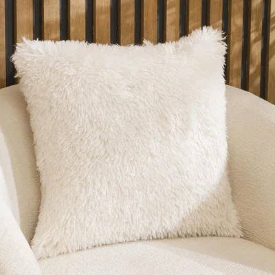 Quatropi Lennox Ivory White Fluffy Scatter Cushion 45cm