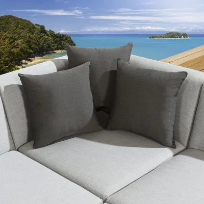 Quatropi Set of 3 Luxury Garden Scatter Cushions Dark Grey Charcoal Sunbrella