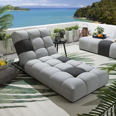Quatropi Quatropi Garden Cushioned Sun Lounger - Grey Sunbrella Outdoor Fabric