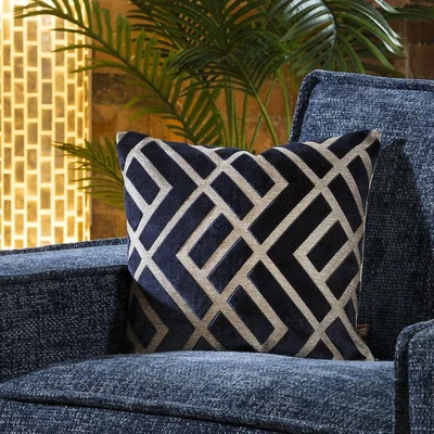 Quatropi Contemporary Velvet Ayrton Scatter Cushion Pillow 430mm Square Navy