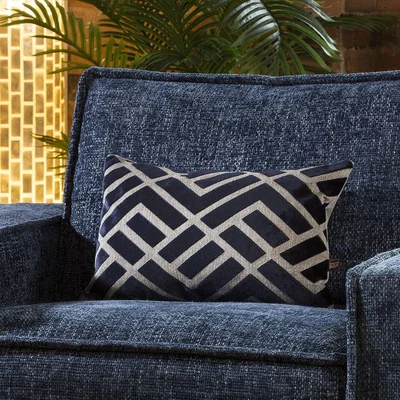Quatropi Contemporary Velvet Ayrton Bolster Cushion Pillow 350 x 500mm Navy