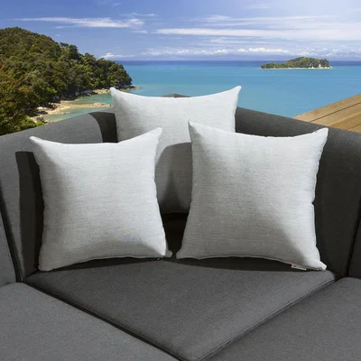 Quatropi Set of 3 Luxury Outdoor Scatter Cushions Light Grey Sunbrella Granite