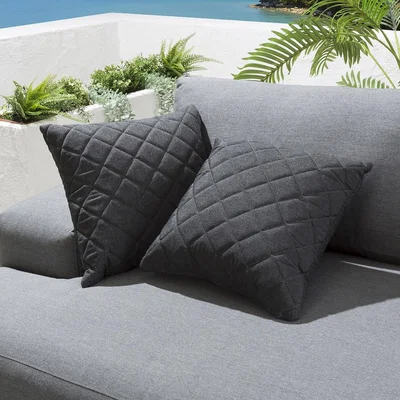 Quatropi 2 Pack Set Garden Scatter Cushion Sunbrella Outdoor Quilted Grey