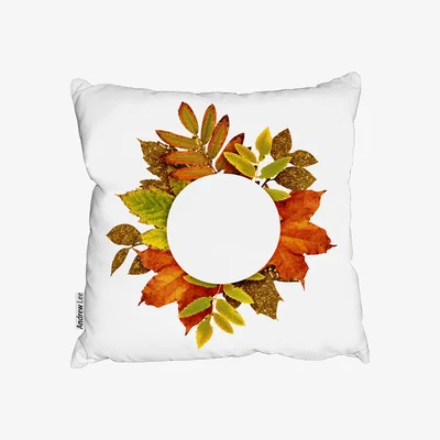 The Range Circled Autumn Leaves Outdoor Cushion - Orange / Machine Washable / 60cm