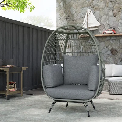 The Range Outsunny Thick Padded Cushioned Outdoor Egg Chair - Grey