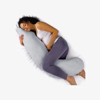 The Range L Shaped Pregnancy Pillow, Memory Foam Maternity Cushion Machine Washable - Light Grey