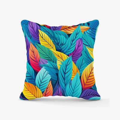 The Range Bright Colourful Leaves Outdoor Cushion - Blue / 60cm