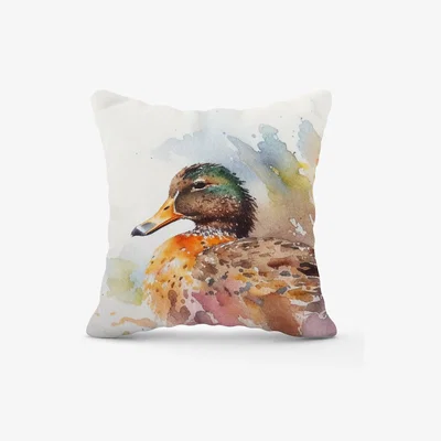 The Range Mallard Watercolour Cushion - Yellow