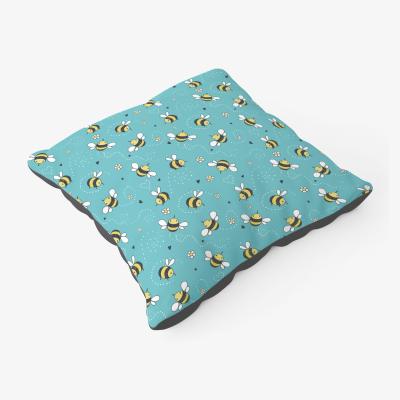 The Range Hand Drawn Busy Bees Floor Cushion - Blue