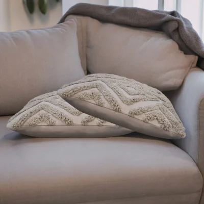 The Range Artisan Furniture 2 Grey Mini Diamond Tassle Cushions - Grey
