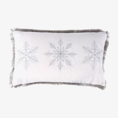 The Range Snowflakes Fringed Edge Cushion - Silver