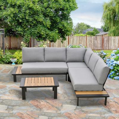 The Range Outsunny 4 Pieces Garden Furniture Set with Tables and Cushions - Black, Grey and Brown