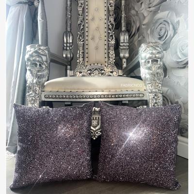 The Range Gunmetal Sparkly Full Glitter Cushion - Gunmetal