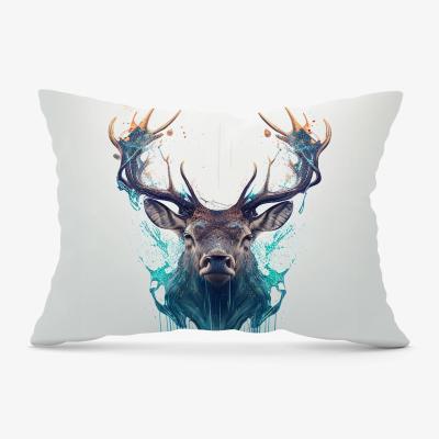 The Range Stag Face Splashart Cushion - White / 33cm