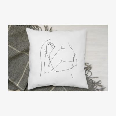 The Range Line Art Hug Cushion - White / 60